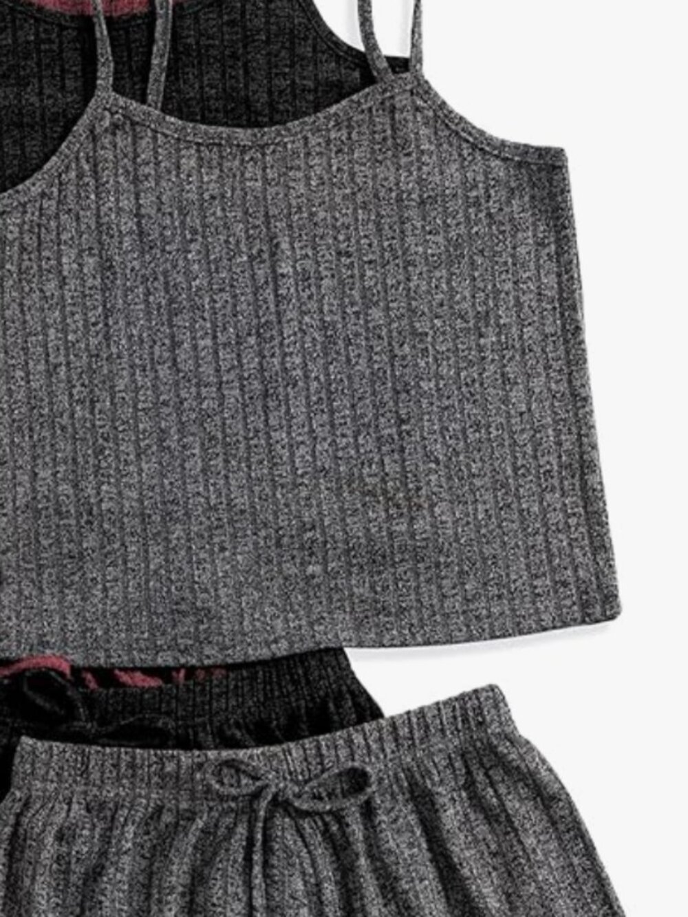 WOMEN: EKOUAER SUMMER RIBBED GRAY PAJAMA SET